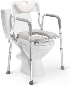 lot 3954 image: Auitoa Raised Toilet Seat With Detachable Backrest, GreySilverWhite
