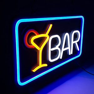lot 3964 image: Fitnate Open Sign And Neon Bar Sign, 19.8 x 10.5, Neon