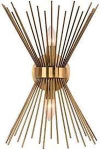 lot 3974 image: Metal Starburst 2 Light Wall Sconce Lamp, Bronze