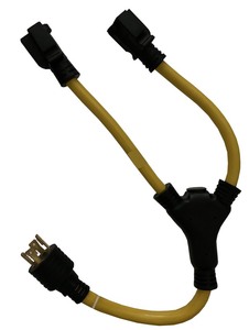 lot 3975 image: RvSky Heavy Duty Dual Cord Plug In Outlet, Yellow Black