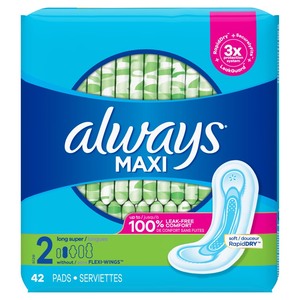 lot 3985 image: Always Maxi Daytime Pads without Wings Size 2 Regular Unscented, 12 Pack With 22 Per Pack