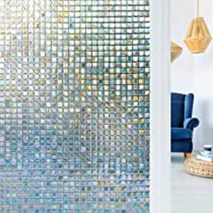 lot 12074 image: 2pk Rainbow Electrostatic Adhesive Privacy Window Film 24W