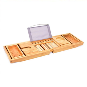 lot 12976 image: Misshe Wooden Bathtub Tray, 26.75 W