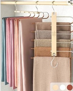 lot 12144 image: MORALVE Pants Hangers Space Saving - 2 Pack Wood Scarf Hangers for Closet Organizer - Jean Hangers Scarf Holder Closet Space Saving Hangers - Pants Rack Leggings Hanger Space Saver Closet Organization