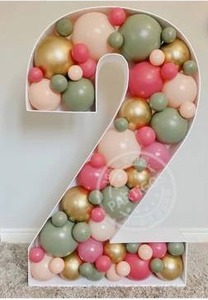 lot 12156 image: 73cm Large Number Mosaic Balloon Frame DIY Number 0-9 Balloon Filling Box kids Adult Birthday Party Anniversary Wedding Backdrop