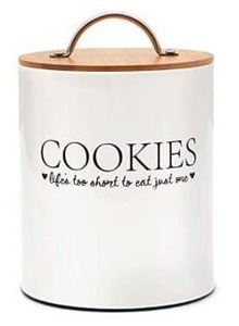 lot 12158 image: DLifeful Farmhouse Cookie Jars for Kitchen Counter with Airtight Seal Bamboo Lid - Decorative Tin Cookie Jar with Lids - Storage Container for Cookies and Baking Supplies