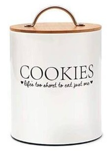 lot 12166 image: DLifeful Farmhouse Cookie Jars for Kitchen Counter with Airtight Seal Bamboo Lid - Decorative Tin Cookie Jar with Lids - Storage Container for Cookies and Baking Supplies