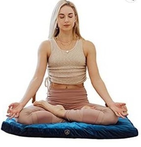 lot 12167 image: Ajna Velvet Zabuton Meditation Mat - Luxurious Meditation Cushion Floor Pillow - Zabuton Meditation Cushion Large - 100% Cotton Filling Teal