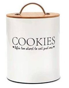 lot 12175 image: DLifeful Farmhouse Cookie Jars for Kitchen Counter with Airtight Seal Bamboo Lid - Decorative Tin Cookie Jar with Lids - Storage Container for Cookies and Baking Supplies