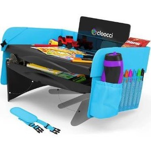 lot 9450 image: Cloocci Kids Travel Tray - Car Seat Tray Table with Hidden Internal Storage Space, & Adjustable Legs - 17.5x12x7.5, Solid Top, Car Trays for Kids Roadtrip or Travel Tray for Kids Car Seat