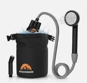 lot 9478 image: Ridgewinder Portable Shower for Camping with Dry Bag - Camp Shower with Rechargeable Battery and Included 10L Dry Bag for Water Storage. Complete Camping Shower in a Bag