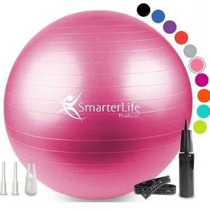 lot 9481 image: SmarterLife Workout Exercise Ball for Fitness, Yoga, Balance, Stability, or Birthing, Great as Yoga Ball Chair for Office or Exercise Gym Equipment for Home, Premium Non-Slip Design (Size, Color)
