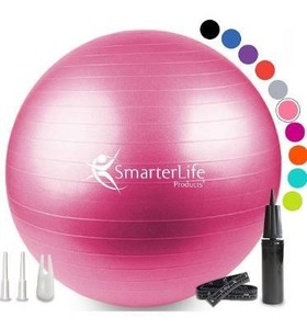 lot 9506 image: SmarterLife Workout Exercise Ball for Fitness, Yoga, Balance, Stability, or Birthing, Great as Yoga Ball Chair for Office or Exercise Gym Equipment for Home, Premium Non-Slip Design (Size, Color)