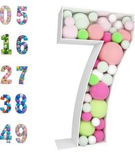 lot 9526 image: 3FT Mosaic Balloon Frame Number 7 Marquee Light Up Numbers Pre-Cut Kit Thick Foam Board for Birthday