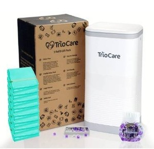 lot 9528 image: TrioCare Odour Locking Blocking Control Diaper Pail White  5292 Count Over 12 Months Refill Bag Supply  Lavender Scent Value Gift Set  Modern Design Baby Senior Adult Pet Waste Disposal Dignity Bin