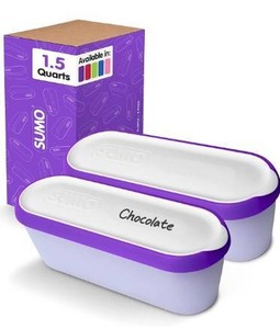 lot 9530 image: SUMO Ice Cream Containers for Homemade Ice Cream - 1.5 Quart, Reusable Freezer Storage (2 Containers, Purple)