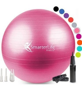 lot 9534 image: SmarterLife Workout Exercise Ball for Fitness, Yoga, Balance, Stability, or Birthing, Great as Yoga Ball Chair for Office or Exercise Gym Equipment for Home, Premium Non-Slip Design (Size, Color)