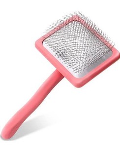 lot 9542 image: Pet Slicker Brush With Soft Massage Grooming Stainless Steel Pins - Slide This Universal Miracle Coat Slicker Brush for Dematting, Shedding Fur, and Undercoat - Professional Tool - Long Slicker Brush - Flying Pawfec