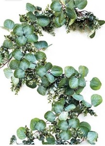 lot 9548 image: WildIvory Eucalyptus Garland - Lush, Natural Looking Artificial Faux Greenery Garland Vine for Wedding Decor, Table Runner, Mantle. Abundant Textured Boxwood, Silver Dollar Eucalyptus Leaves