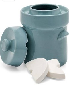 lot 9558 image: Fermentation Crock Jar Sauerkraut Crock - For Onggi Kimchi Pot (1.3 Gallon) Ceramic Fermenting Crock with Glazed Weights for Fresh Chinese Pickle, Kimchi & Kombucha - Stoneware Pickling Crock