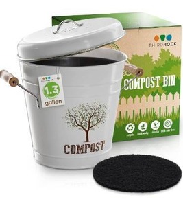 lot 9563 image: Kitchen Compost Bin  1.3 Gallon Indoor Compost Bin Countertop  & Charcoal Filter - Empty into Outdoor Compost Tumbler, Composter or Compost Pile