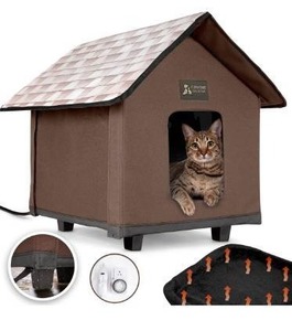 lot 9564 image: FURHOME COLLECTIVE Heated Cat Houses for Indoor Cats, Elevated, Waterproof and Insulated - A Safe Pet House and Kitty Shelter for Your Cat or Small Dog to Stay Warm & Dry
