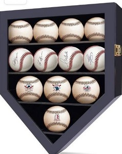 lot 9565 image: flybold Baseball Display Case Baseball Holders for Balls Display Baseballs 12 Pack Wall Display Box 92% Clear Antifade UV Protection with Gold Locks for Homerun Autograph Ball Extra Large Black