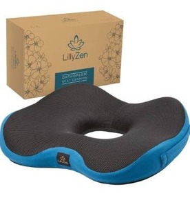 lot 9569 image: LILLYZEN Donut Pillow for Tailbone Pain Relief Memory Foam SEAT Cushion Orthopedic SEAT Pressure Relief Sitting Coccyx Sciatica HEMORRHOID Pregnancy Postpartum Office Chair Butt Pillows (Black Blue)