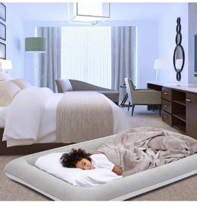 lot 9578 image: Hugbino Inflatable Toddler Travel Bed - Kids Air Mattress w Hand Pump - Portable Blow Up Bed for Children, Lightweight, Sturdy - Floor Beds and Mattresses, Durable Traveling Accessories for Toddler