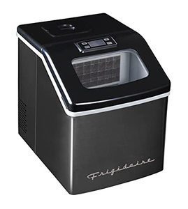 lot 8571 image: Frigidaire EFIC452-SSBLACK XL Maker, Makes 40 Lbs. of Clear Square Ice Cubes A Day, Black Stainless