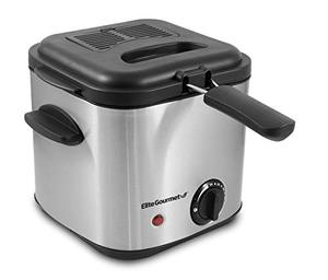 lot 8587 image: Elite Gourmet EDF1550# Electric 1.5 Qt.  6 Cup Oil Capacity Deep Fryer, Adjustable Temperature, Removable Basket, Lid with Viewing Window, Stainless Steel
