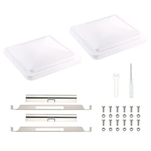 lot 8589 image: ONLTCO RV Vent Lid Replacement RV Vent Cover, Trailer, Camper, Motorhome Roof Vent Cover White Stainless Steel Hinge 2 Pack