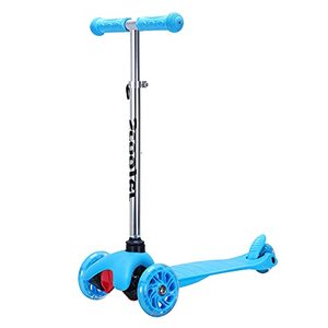 lot 8605 image: SimpleLux Kids Scooter - 4 Adjustable Height, Extra-Wide Deck with Brake & 3 PU Flashing Wheels, Over 3 Years Old,Blue