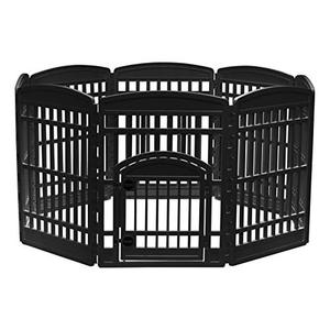 lot 8607 image: IRIS USA Dog Playpen, Exercise Pet Playpen with Door, 8-Panel, 34 H, Black