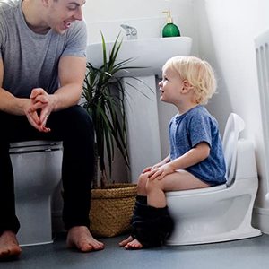 lot 8620 image: Nuby My Real Potty Training Toilet with Life-Like Flush Button & Sound for Toddlers & Kids, White