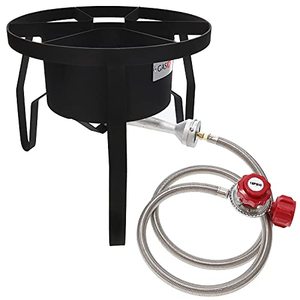 lot 8625 image: GasOne B-5300-15 High-Pressure Outdoor Propane Burner Gas Cooker Red QCC