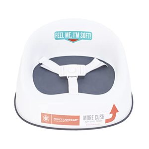 lot 8671 image: Prince Lionheart Squish Booster Seat, Gray, 3-Point Harness Dual-Strap System, Easy to Wipe Clean, Lightweight