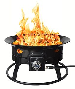 lot 8676 image: Flame King Outdoor Portable Propane Gas 19 58K BTU Fire Pit Bowl with Self Igniter, Cover, and Carry Straps for RV, Camping, Backyard