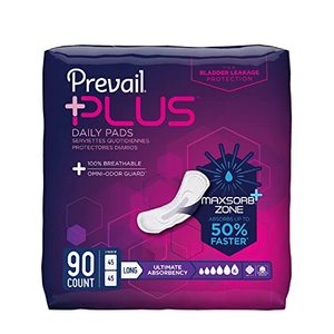 lot 8694 image: Prevail Plus  Long Length Incontinence Bladder Control Pads Ultimate Absorbency  45 Count (Pack of 2