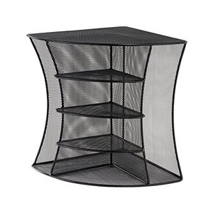 lot 8697 image: Safco Products Onyx Mesh Corner Organizer 3261BL, Black Powder Coat Finish, Durable Steel Mesh Construction, Space-Saving Functionality, 13 x 15 x 11