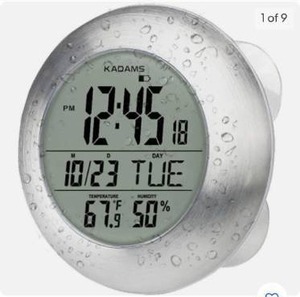 lot 9587 image: Kadams Bathroom Shower Digital Wall Clock - Kitchen - Water Silver