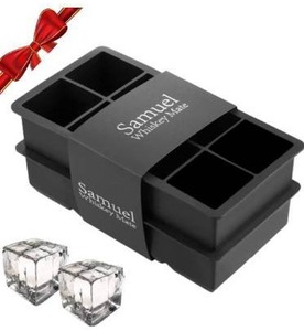 lot 9591 image: Samuelworld Ice Cube Tray, Pack of 2, Large Ice Cubes, Flexible 8 Cavity Silicone Ice Mold, Slow Melting Ice Cubes for Whiskey, Cocktails & Juices, BPA Free - Black