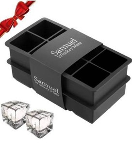 lot 9592 image: Samuelworld Ice Cube Tray, Pack of 2, Large Ice Cubes, Flexible 8 Cavity Silicone Ice Mold, Slow Melting Ice Cubes for Whiskey, Cocktails & Juices, BPA Free - Black
