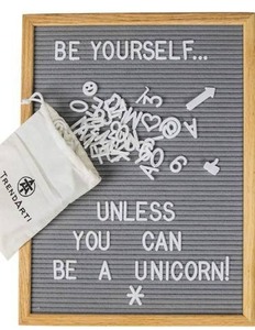 lot 9598 image: TrendArti Felt Letter Board - 680 Letters, Numbers & Symbols, 16 x 12 inches - Changeable Bulletin Board for Quotes, Messages, Words - Wall Mount or Display Stand - Gray