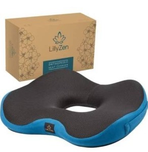 lot 9606 image: LILLYZEN Donut Pillow for Tailbone Pain Relief Memory Foam SEAT Cushion Orthopedic SEAT Pressure Relief Sitting Coccyx Sciatica HEMORRHOID Pregnancy Postpartum Office Chair Butt Pillows (Black Blue)
