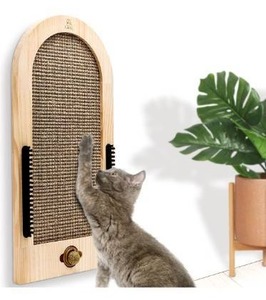 lot 9607 image: Cat Scratching Post -Extra Large- Cat Scratcher Wall-Mounted with Catnip Ball and Self Groomer Brushes - Cat Wall Furniture - Window Mount - Cat Scratch Pad for Indoor