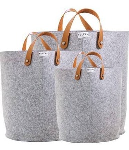 lot 9608 image: FELFA Felt Storage Basket Set of 3 Round Blanket Baskets, Laundry Hamper, Toy Storage, Bathroom Towel Storage, Dog Toy Storage, Nursery Hamper, Entryway Storage