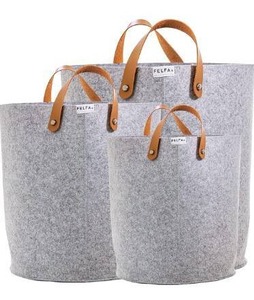 lot 9609 image: FELFA Felt Storage Basket Set of 3 Round Blanket Baskets, Laundry Hamper, Toy Storage, Bathroom Towel Storage, Dog Toy Storage, Nursery Hamper, Entryway Storage