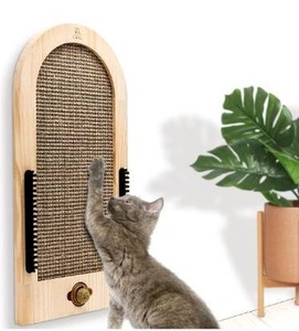 lot 9613 image: Cat Scratching Post -Extra Large- Cat Scratcher Wall-Mounted with Catnip Ball and Self Groomer Brushes - Cat Wall Furniture - Window Mount - Cat Scratch Pad for Indoor Cats