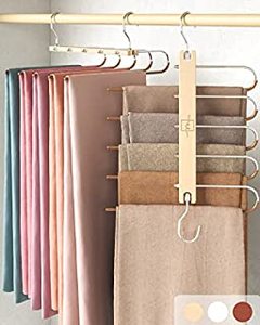 lot 9627 image: MORALVE Pants Hangers Space Saving - 2 Pack Wood Scarf Hangers for Closet Organizer - Jean Hangers Scarf Holder Closet Space Saving Hangers - Pants Rack Leggings Hanger Space Saver Closet Organization (B097G11LLT)